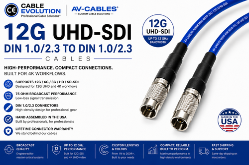 AV-Cables 12G HD SDI 4K DIN 1.0/2.3 to DIN 1.0/2.3 - 4855R Mini RG59 Cable (SDI-12G-DIN-DIN) 