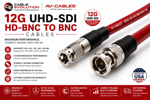 AV-Cables 12G HD SDI 4K High Density BNC to BNC - 4855R Mini RG59 Cable (SDI-12G-BNC-HDBNC)