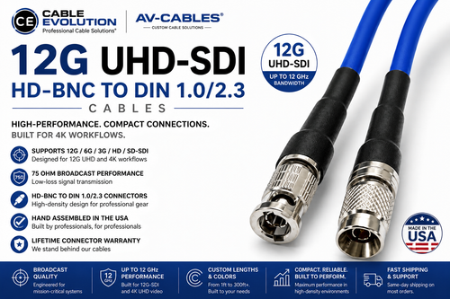AV-Cables 12G HD SDI 4K High Density BNC to DIN - 4855R Mini RG59 Cable (SDI-12G-DIN-HDBNC)