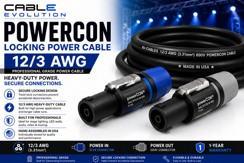  PowerCON Locking Power Link Cable – 12/3 AWG