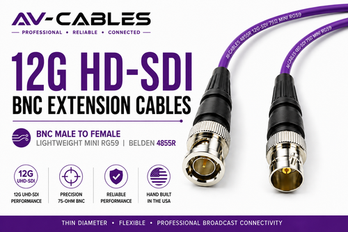 12G UHD-SDI BNC Extension Cable – Belden 4855R Mini RG59