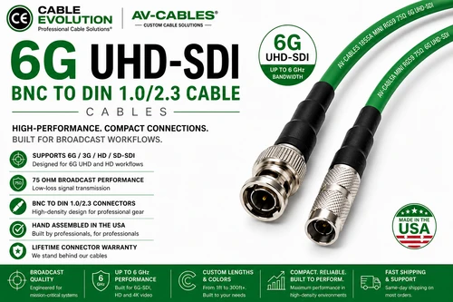 6G-SDI BNC to DIN 1.0/2.3 Cable Made with Belden 1855A Mini RG59