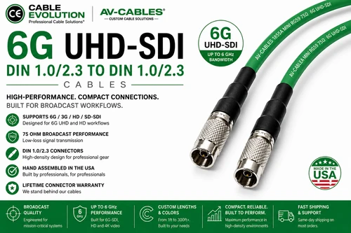 6G-SDI DIN 1.0/2.3 to DIN Cable Made with Belden 1855A Mini RG59