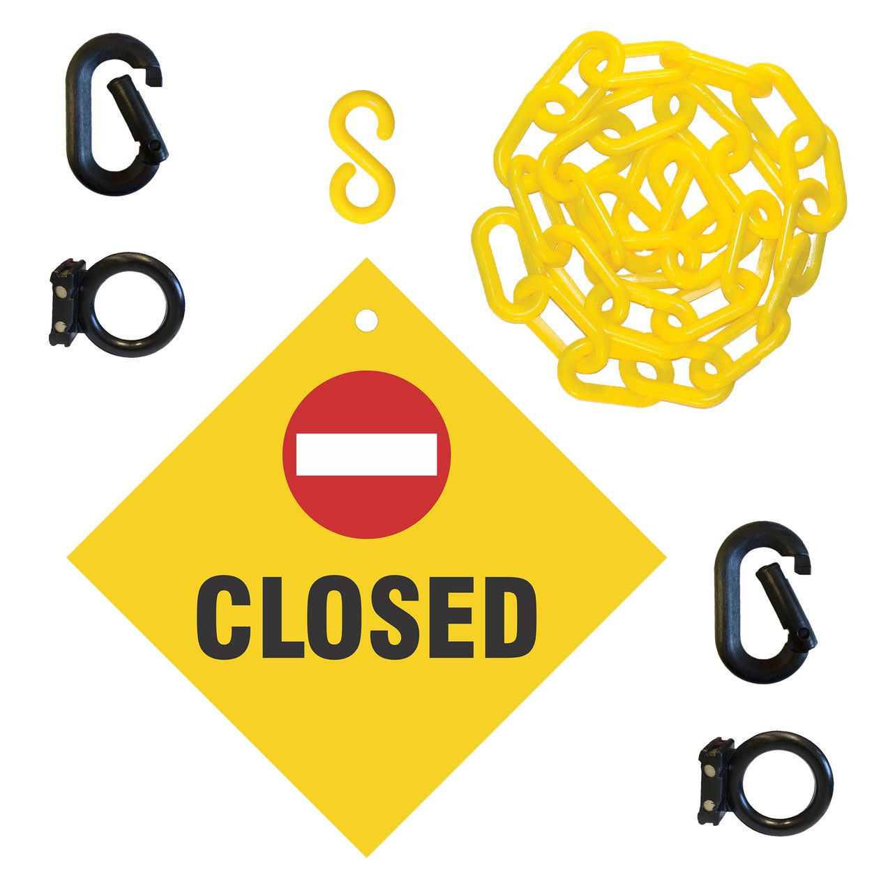 Mr. Chain 74012CL Closed Sign Kit 12' Yellow Plastic Chain