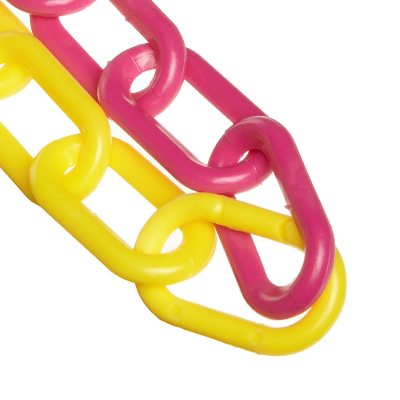 Mr. Chain Alternating Plastic Chain Barrier, 2x500'L, Yellow/Pink