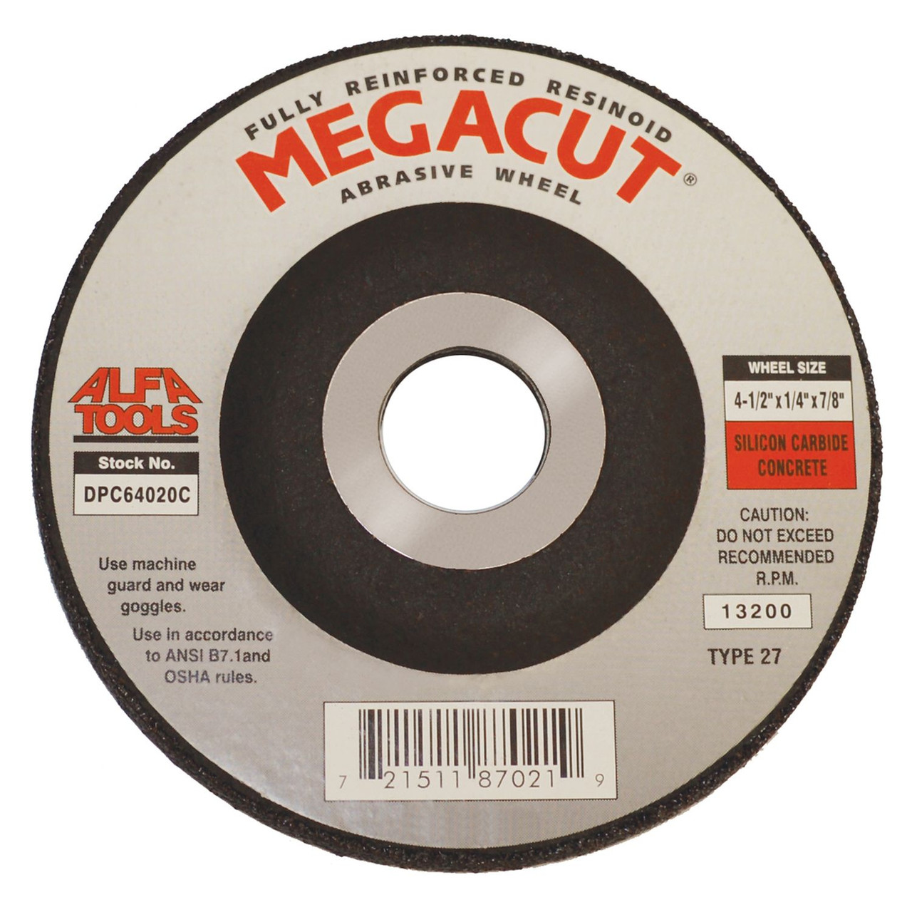 ALFA DPC64034 7 x 1/4 x 7/8 Aluminum Oxide Type 27 Depressed