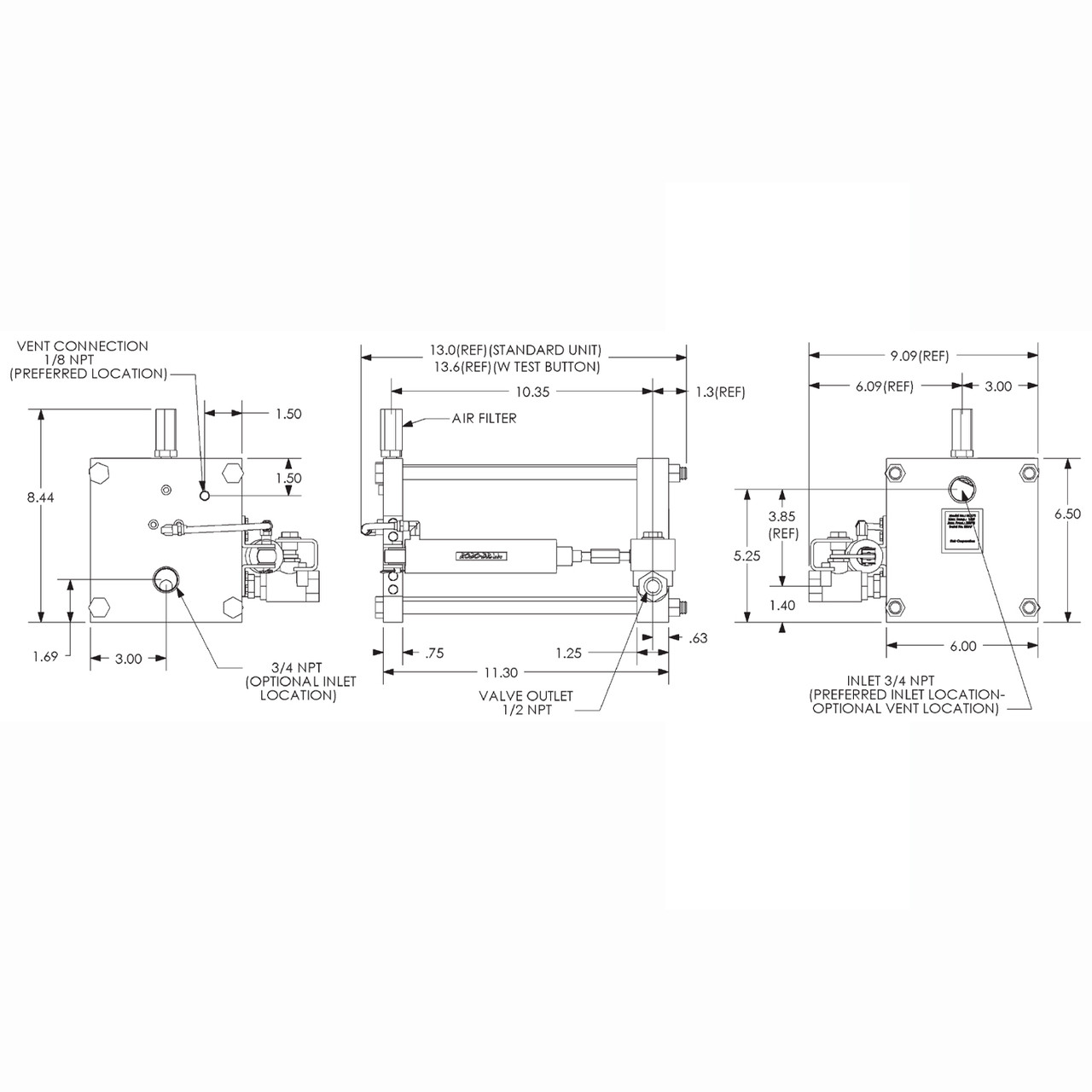 Air System Products RD11-T-SS Robo-Drain External Pneumatic Condensate  Drain, Stainless