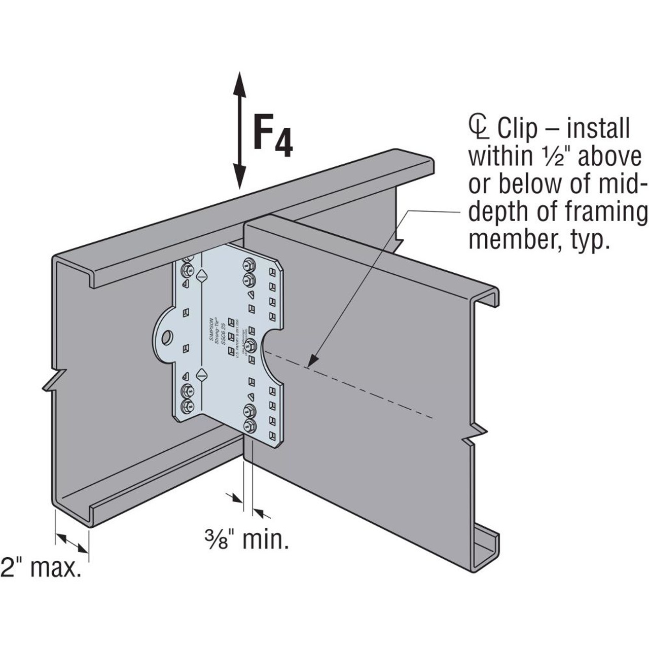 Simpson Strong-Tie SSC6.25-R30 Steel Stud Connectors 6-1/4