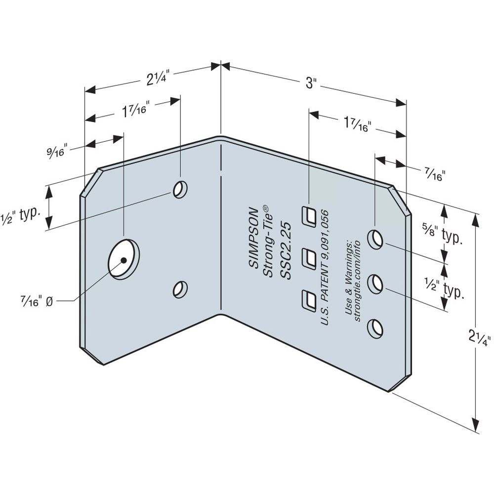 Simpson Strong-Tie SSC2.25-R125 Steel Stud Connectors 2-1/4