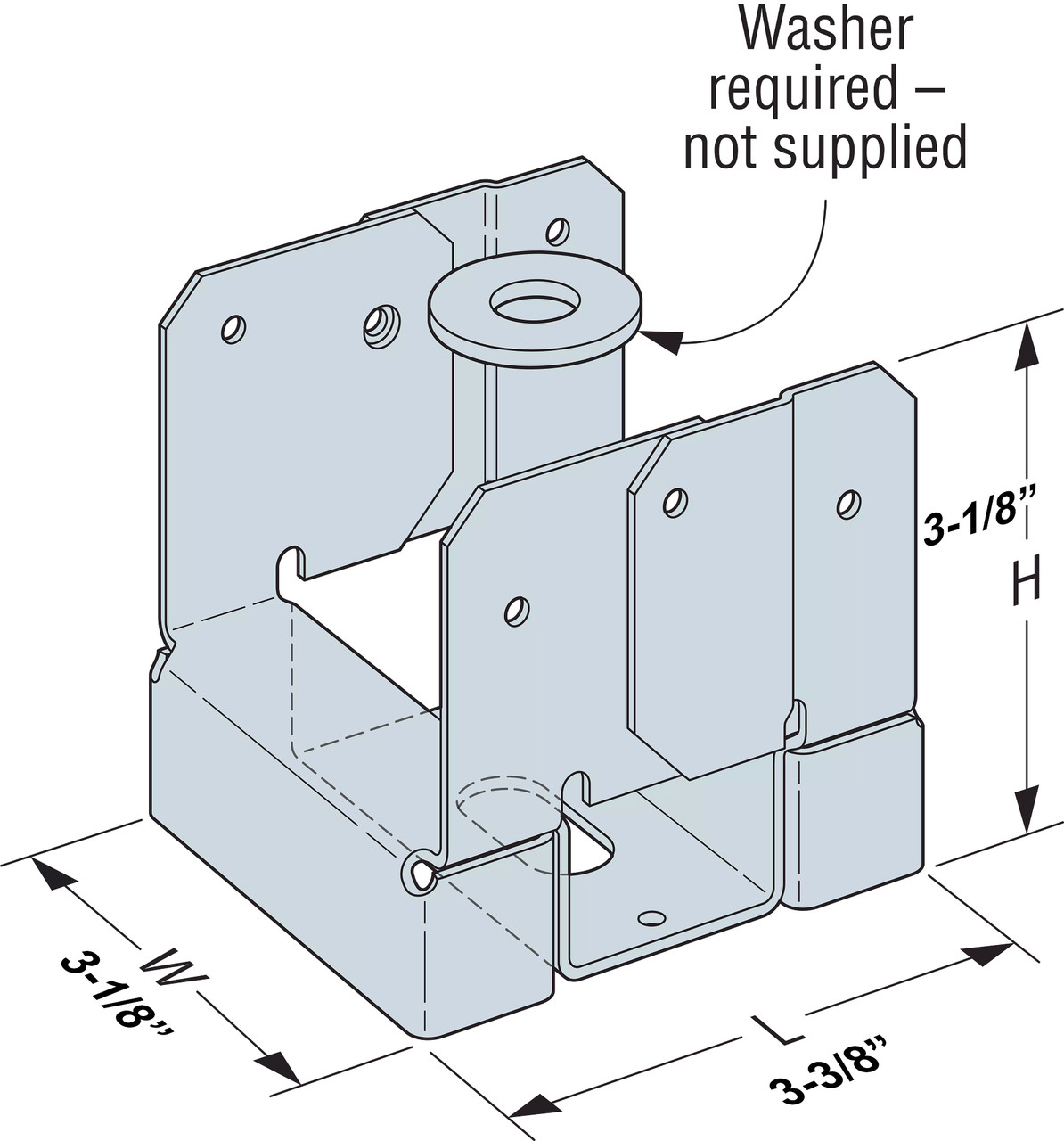 Simpson Strong-Tie ABA24-2Z - Adjustable Post Base for