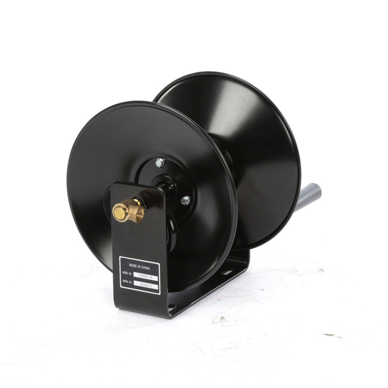 Reelcraft Hose Reel Without Hose: 3/8 ID Hose, 50' Long, Hand Crank - 300 Max psi, 3/8 FNPT Inlet, 3/8 FNPT Outlet, Black | Part #CU6050LN