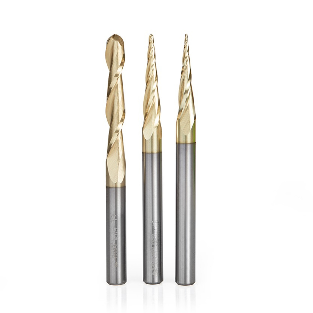 Amana AMS-185 3-Pc CNC 2D/3D Carving Ball Nose ZrN Coated 1