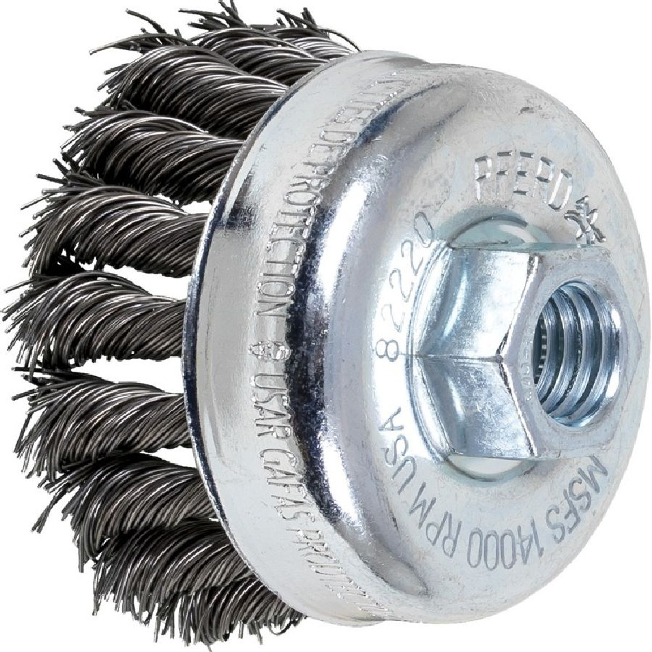 PFERD 82220 2-3/4 Knot Wire Cup Brush .020 CS Wire, 5/8-11 Thread (ext.)