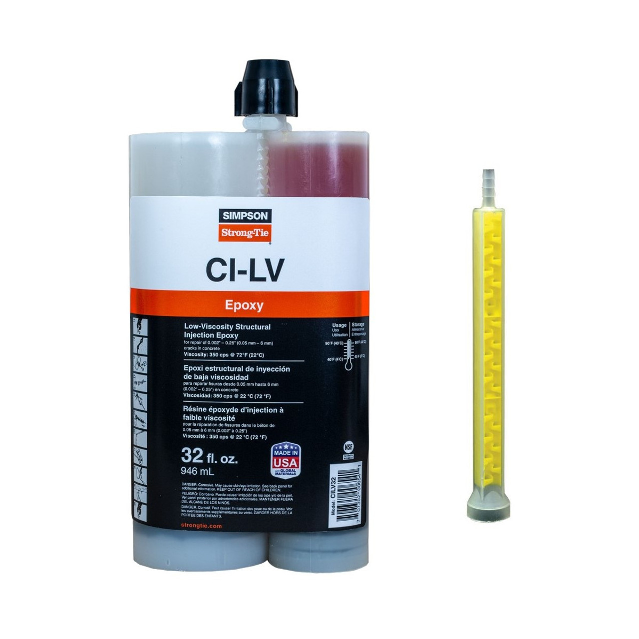 Simpson Strong-Tie CILV32 - CI-LV Low-Viscosity Structural Injection Epoxy  32 oz.