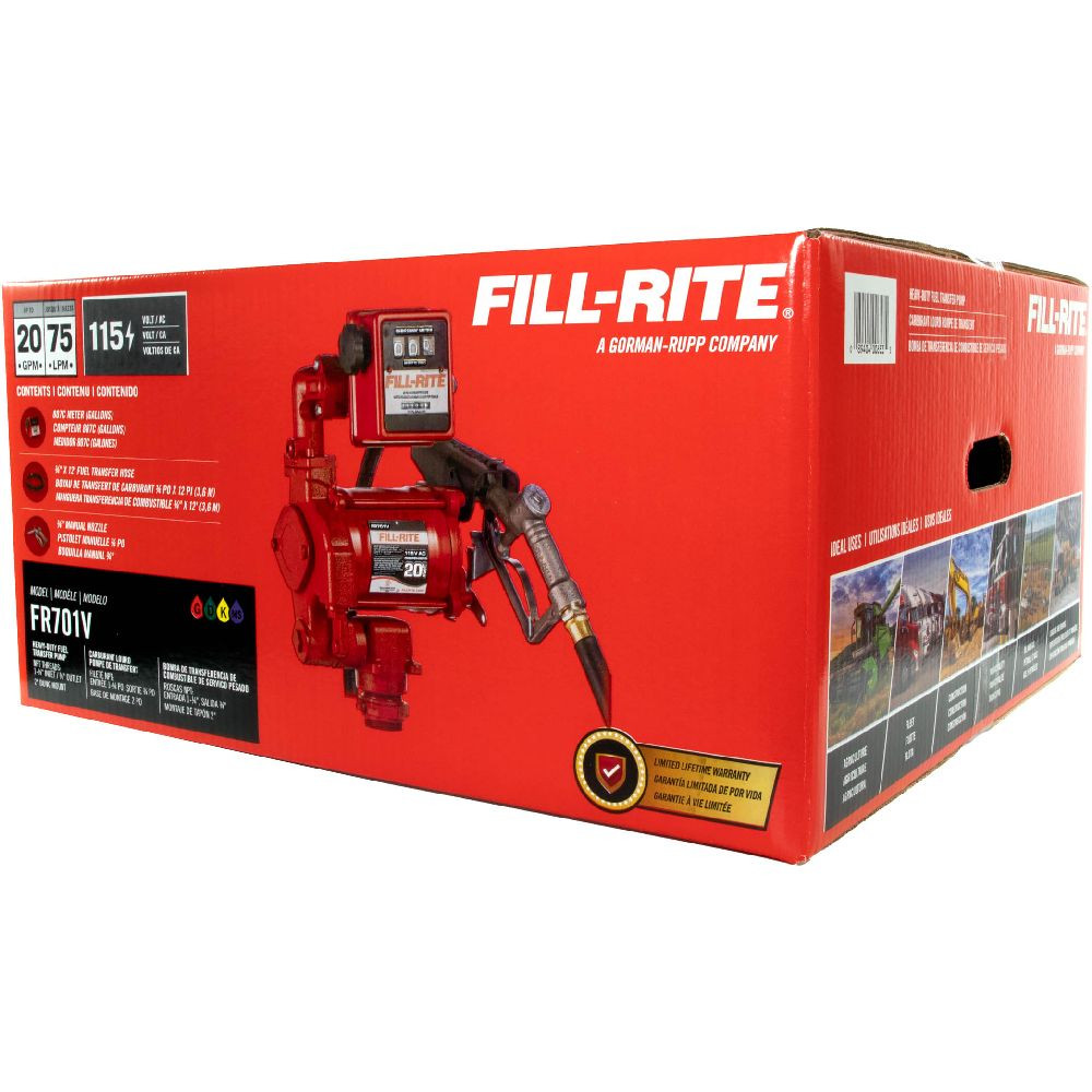FILL-RITE FR701V - 115V 20 GPM Fuel Transfer Pump w/ Meter & Nozzle
