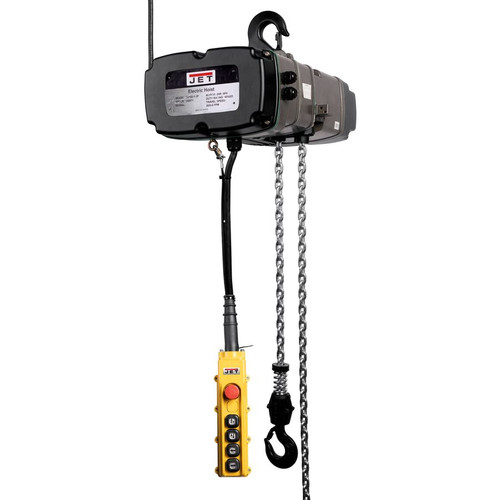 JET 140129K - 5-Ton Electric Chain Hoist 3PH 20' Lift, 3PH Trolley w/ Pendant