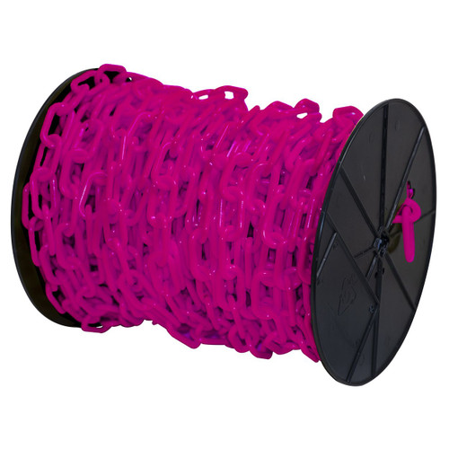 Mr. Chain 51125 2" Heavy Duty x 100' Reel Plastic Chain - Safety Pink