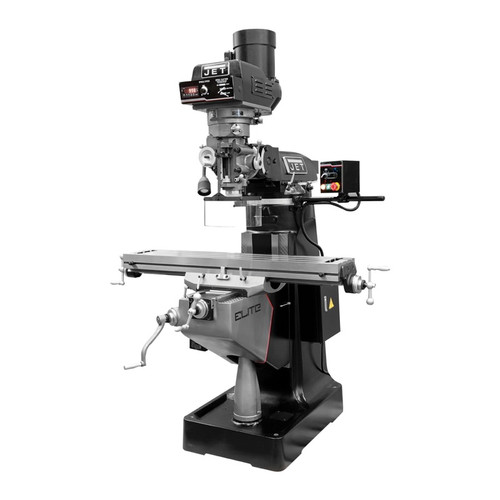 JET 894357 EVS-949 Mill with 2-Axis DP700 DRO and X, Y, Z-Axis JET Powerfeeds and USA Made Air Draw Bar