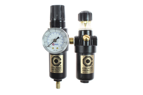 Coilhose Pneumatics MFCL1-GM 1/8" Mini Integral Filter/Regulator + Lubricator, Gauge, Metal Bowl