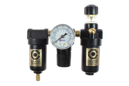 Coilhose Pneumatics MFRL2-GM 1/4" Miniature Filter/Regulator/Lubricator, Gauge, Metal Bowl