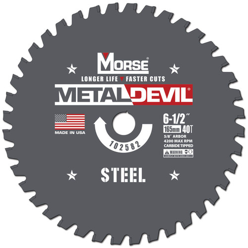 MK Morse CSM6504058FSC - 6-1/2" 40T Metal Devil Steel-Cutting Saw Blade, 5/8" Arbor