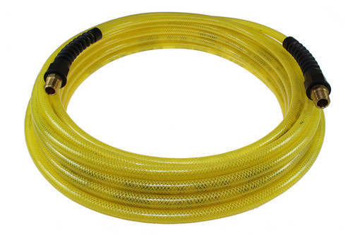 Coilhose Pneumatics PFE61006TY Flexeel Hose, 3/8" x 100', 3/8" MPT Reusable Strain Relief Fittings, Transparent Yellow