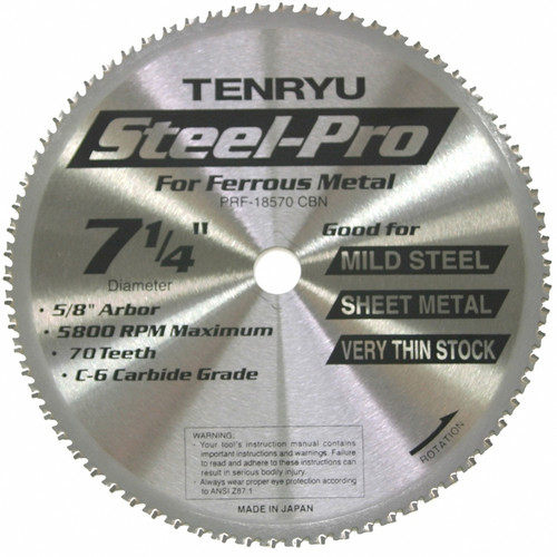 Tenryu PRF-18570CBN 7-1/4" Thin Steel Cutting Saw Blade 70T 5/8 Arbor
