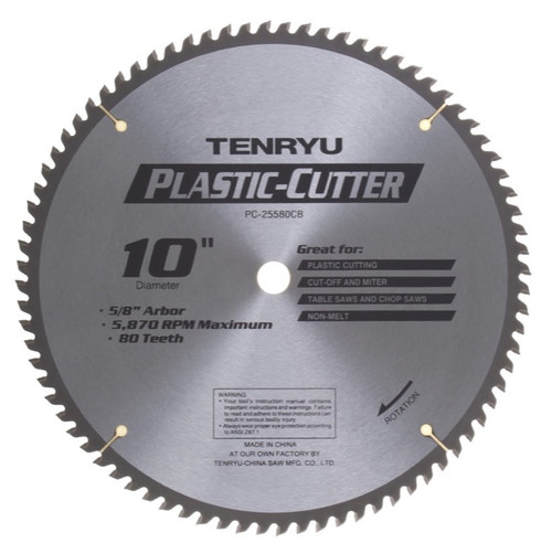 Tenryu PC-25580CB 10" Plastic Cutter Saw Blade 80T 5/8" Arbor