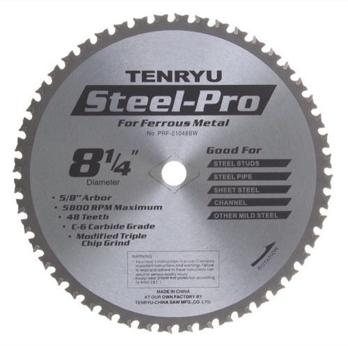 Tenryu PRF-21048BW 8-1/4" Ferrous Metal Circular Saw Blade 48T 5/8" Arbor