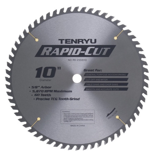 Tenryu RS-25560D 10" Rapid-Cut Durable Saw Blade 60T 5/8" Arbor