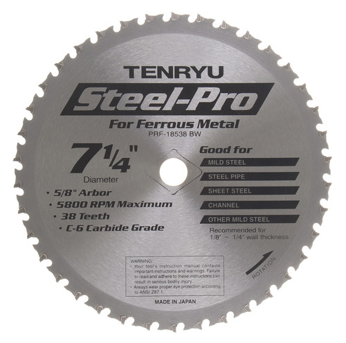 Tenryu PRF-18538BW 7-1/4" Ferrous Metal Saw Blade 38T 5/8 Arbor