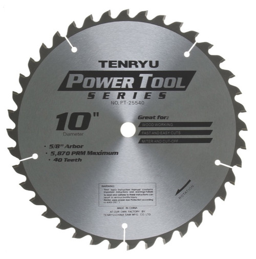 TENRYU PT-25540  - 10" Miter Saw Blade 40T 5/8 Arbor