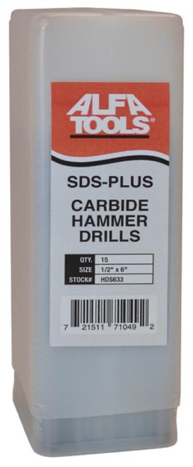 ALFA HDS635 - 15pc SDS-Plus Hammer Drill Bit Bulk Pack 5/8" x 8