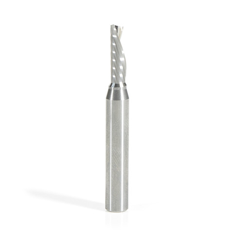 Amana 51517 Spiral O-Single Flute, Plastic Cutting 3/16 D x 5/8 CH x 1/4 Shank x 2" Down-Cut CNC Router Bit w/ Mirror Fi