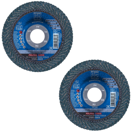 PFERD 66991 - 4-1/2" x 7/8" POLIFAN CURVE Medium Radius Flap Disc SGP Zirconia 40G