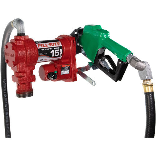 FILL-RITE FR1220HDSQ - 12V 15 GPM Fuel Transfer Pump w/ Nozzle & Swivel