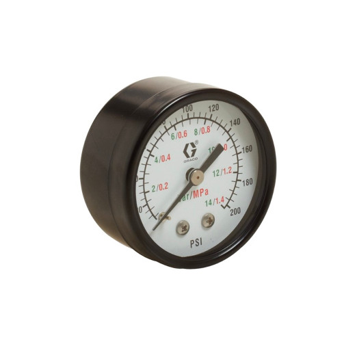 GRACO 101689 - Low Pressure Air Gauge, Back Mount, 200psi