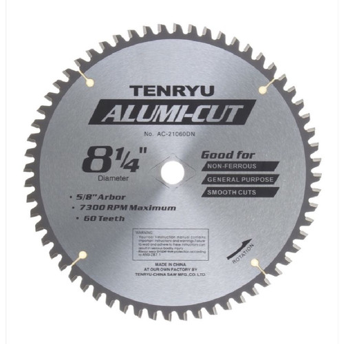 Tenryu AC-21060DN 8-1/4" Alumi-Cut Blade Non-Ferrous & Plastic 60T 5/8"KO Arbor