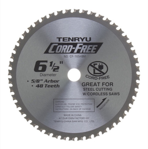 Tenryu CF-16548M 6-1/2" Mild Steel Blade for Cordless Saw 48T 5/8" Arbor