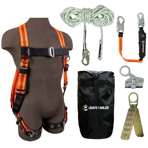 Safewaze 020-3131 - V-Line Bag Roof Kit: FS99185-E Harn, FS700-50 VLL, FS1118-DC Grab, FS88560-E3 Lan, FS870 Anchor, FS8185 Bag
