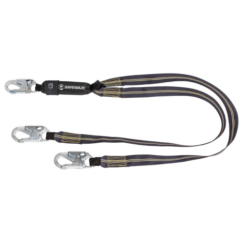 Safewaze FS77330-FR-DL Welding 6' Energy Absorbing Lanyard: Dual Leg, Snap Hooks