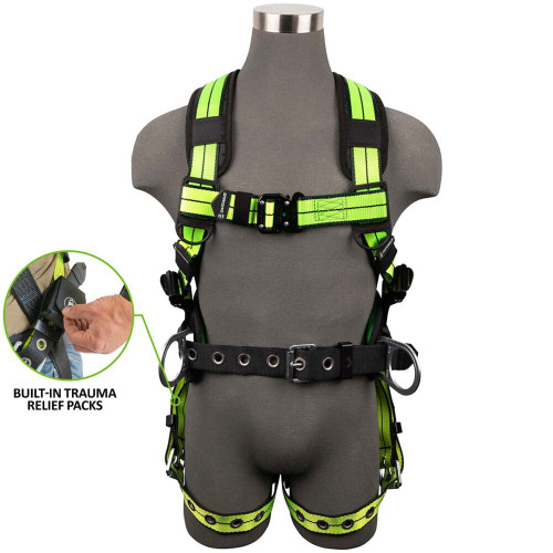 Safewaze 023-1247 PRO+ Construction Harness: 3D, QC Chest, TB Legs, Trauma relief