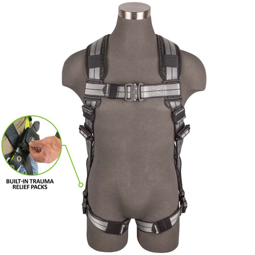 Safewaze 023-1266 PRO+ Slate Full Body Harness: Alu 1D, Alu QC Chest/Legs, Trauma relief
