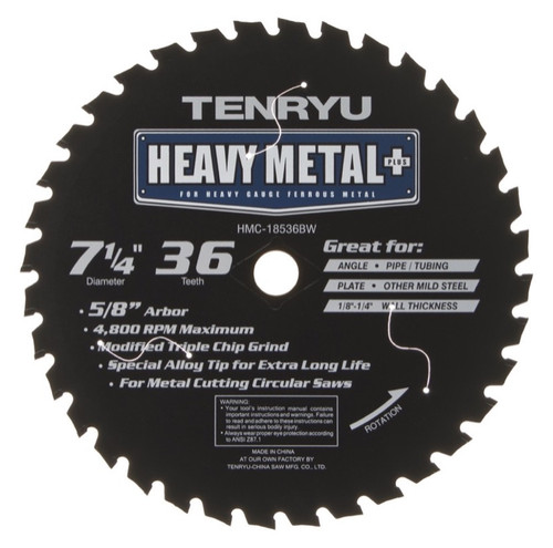 Tenryu HMC-18536BW 7-1/4" x 36T Heavy Metal Plus Alloy Teeth Saw Blade