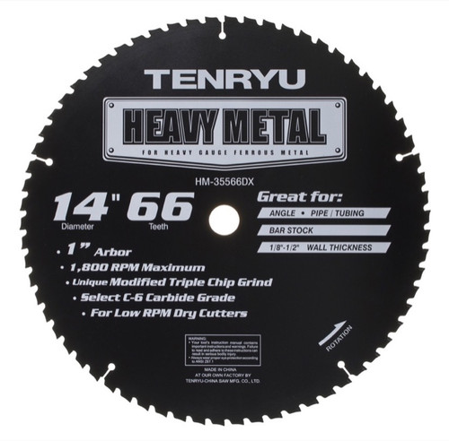 Tenryu HM-35566DX 14" x 66T Heavy Metal Thin-Kerf C6 Micro-grain Carbide Blade