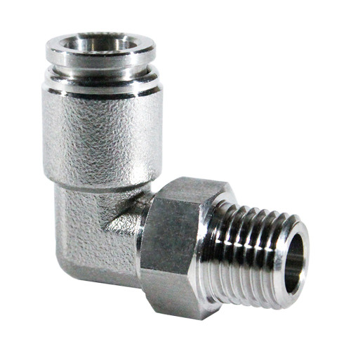 Midland Industries 20083SS - 90° Swivel Elbow, 3/8" Push-In x 1/4" MIP, Stainless Steel
