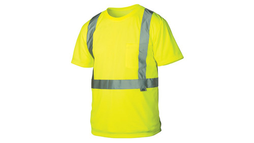 Pyramex RTS2110L LUMEN-X Hi-Vis Lime T-Shirt w/ Reflective Strips - Size L