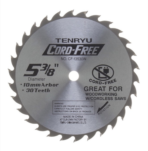Tenryu CF-13530W 5-3/8" Wood Blade 30T 10mm Arbor, 0.047 Kerf, 3700Rpm, Cordless