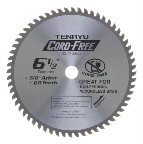 Tenryu CF-16560A 6-1/2" Aluminum 60T 5/8" Arbor, 0.079 Kerf, 3900 Rpm, Cordless