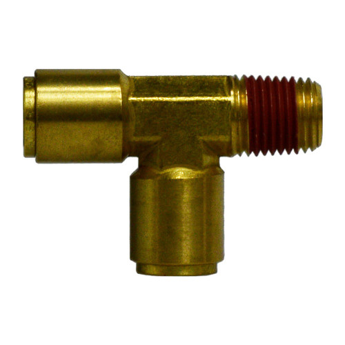 Midland Industries 710604A - Run Tee, 3/8" Push" Tube x 1/4" NPT(M)F x 3/8" Push" Tube, Brass